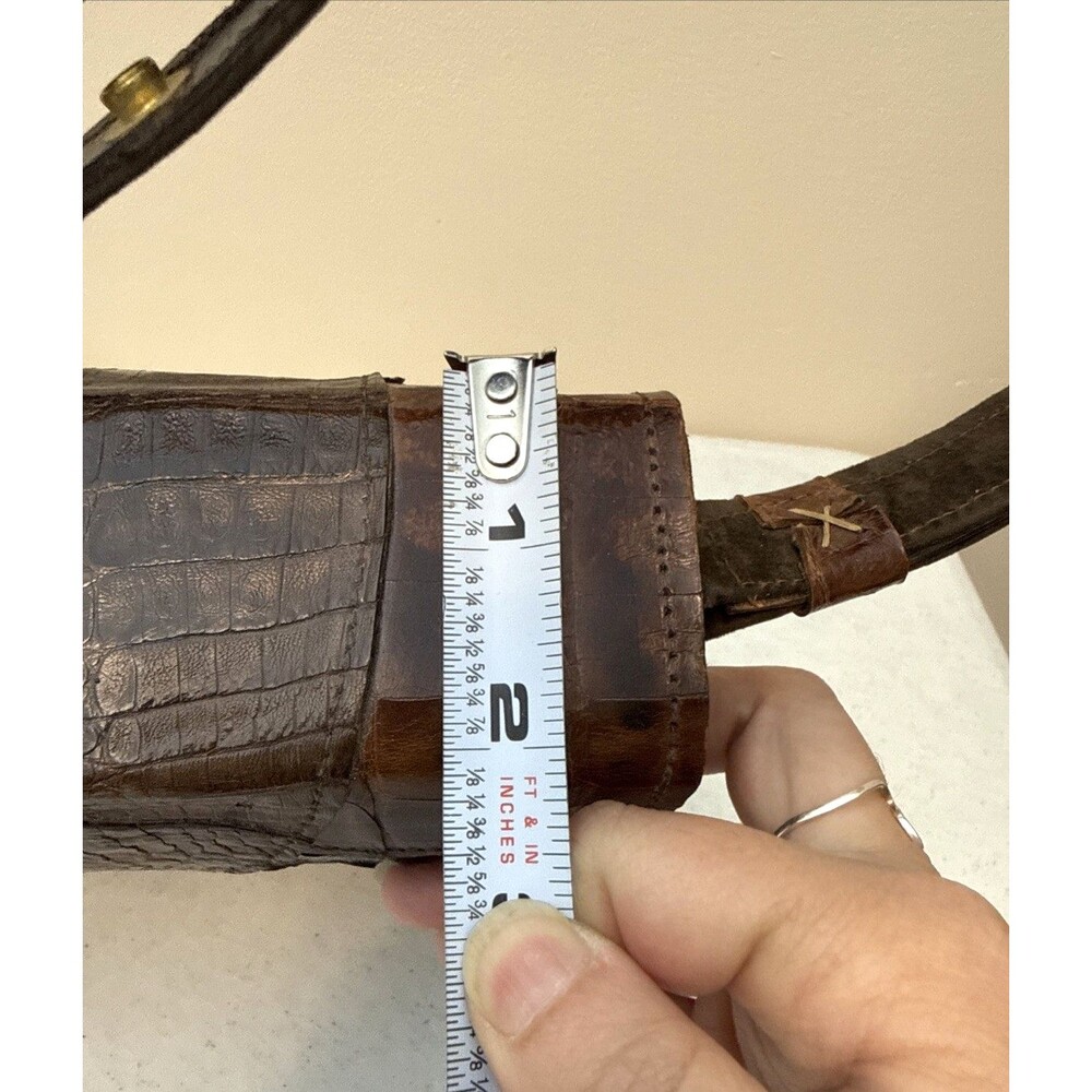 Vintage Genuine Alligator Crocodile Leather Shoulder Purse Satchel 10.5” Long - Picture 6 of 16